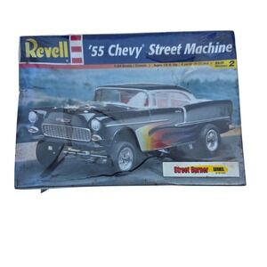 2004 Revell 55 Chevy Street Machine Model Kit 1:24 Black Sealed 85-2211 Flames